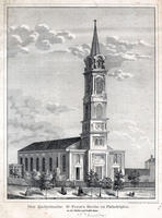 Die Katholische St. Peter's Kirche zu Philadelphia. An der Fünften und Franklin Strasse.