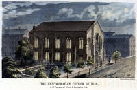 The new Moravian church of 1856, S.W. corner of Wood & Franklin Sts.