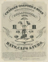 Charles Oakford & Sons, No. 834 & 836 Chestnut St., Philadelphia. 1866. Wholesale and retail dealers and manufacturers of hats, caps & furs.