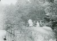 [Climbing in Ringing Rocks Park, Pennsylvania.]