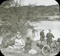 [Flat Rock Dam, group sitting near the water, Philadelphia.]