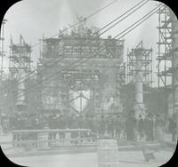 [Peace Jubilee, construction of triumphal arch and columns, possibly for naval celebration.]