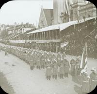 [Peace Jubilee parade, Fire Deparment marching in front of Keneseth Israel Temple, 1717 North Broad Street, Philadelphia.]