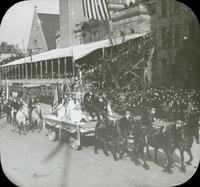 [Peace Jubilee parade, Concord float in front of the Keneseth Israel Temple, 1717 North Broad Street, Philadelphia.]