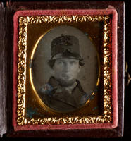 Portrait of an unidentified man in a military costume.