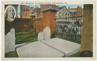 Benjamin Franklin's grave postcards.