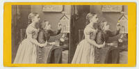 [Girls feeding a bird]