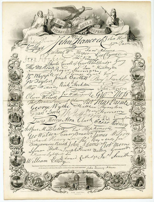 Facsimile of the signatures to the Declaration of